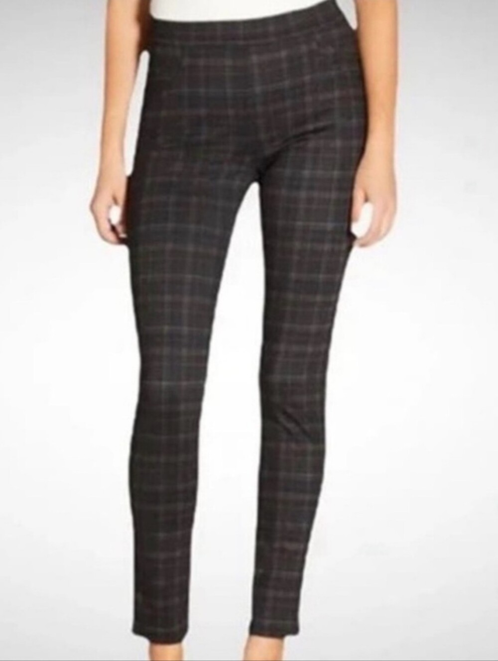 Sanctuary Gray and Green Plaid Ponte Knit Pants/Leggings